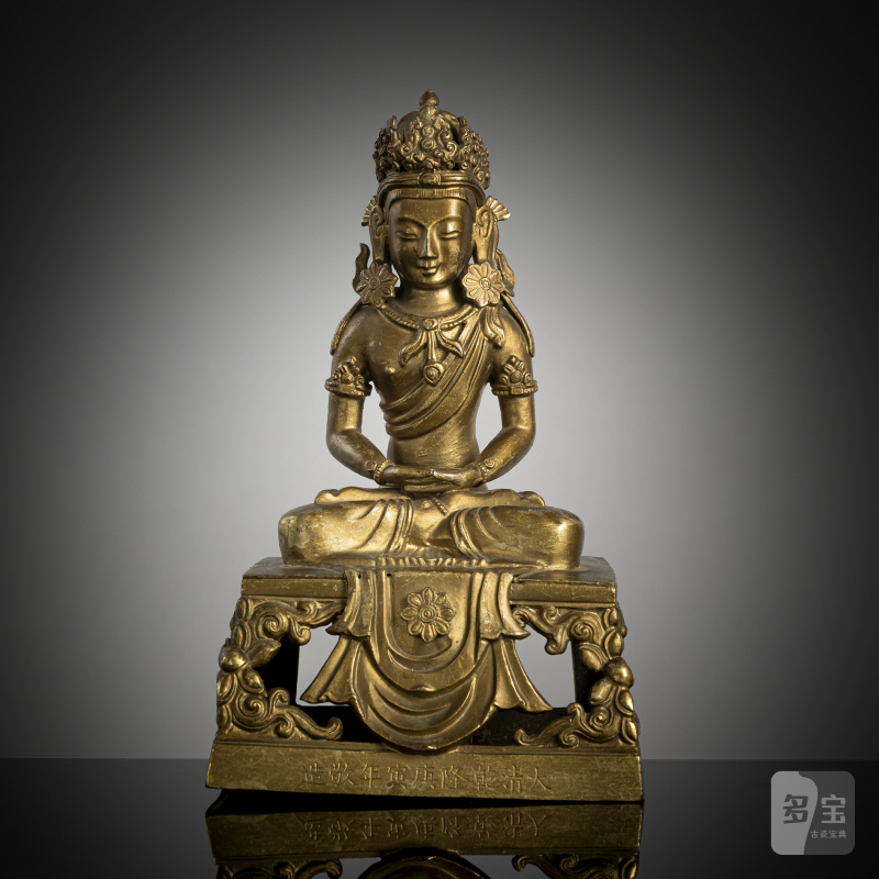 A gilt-bronze figure of Amitayus seated on a throne - 图1